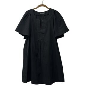 Pomander Place Tuckernuck Finley Flutter Sleeve Mini Dress Women's Large Black